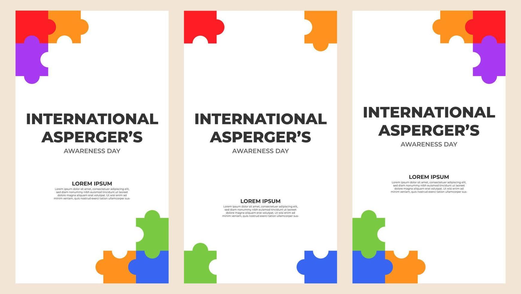 storie sui social media della giornata internazionale di sensibilizzazione di Asperger vettore