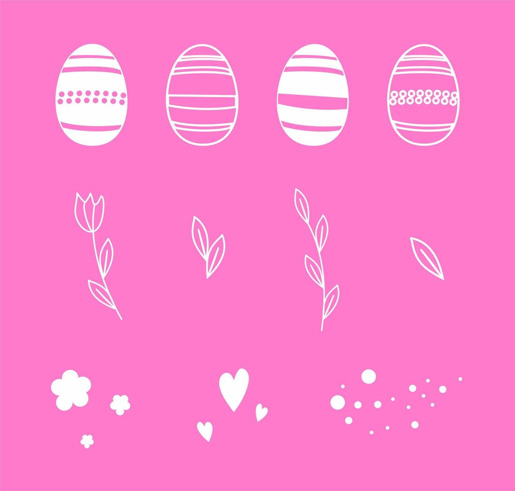 Buona Pasqua. un set di uova vettoriali disegnate a mano per le vacanze di Pasqua