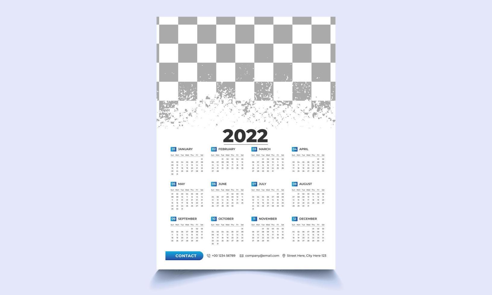 calendario da parete design2022 vettore