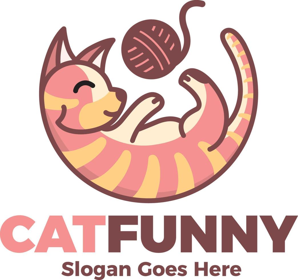 gatto divertente logo animale vettore