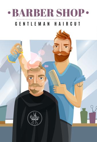 illustrazione di barbershop hipster vettore