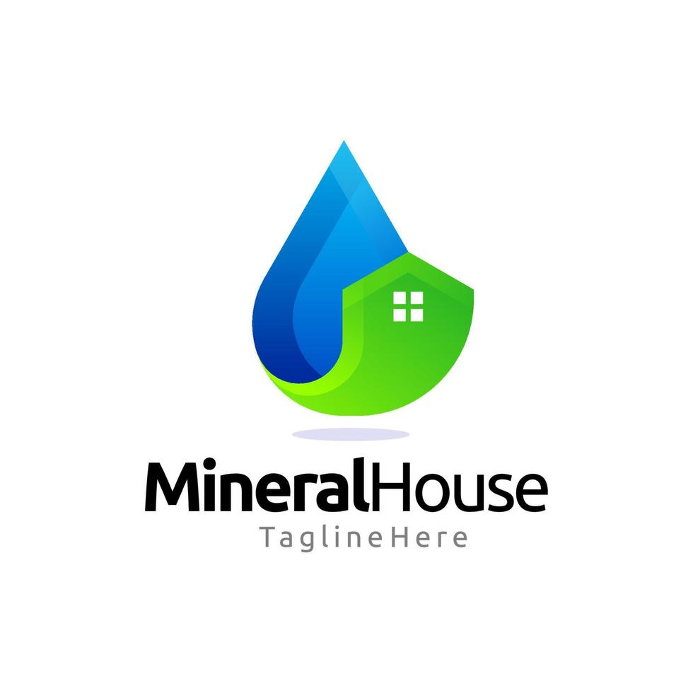 disegno del logo sfumato della casa dell'acqua minerale vettore