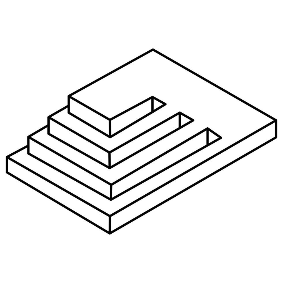 scale di illusione ottica, vettore di oggetti geometrici irreali. figura impossibile.