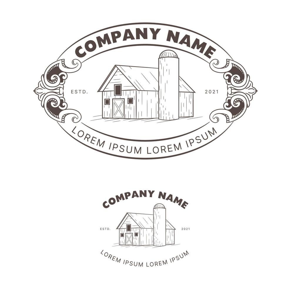 modello di progettazione logo vintage fattoria fienile vettore