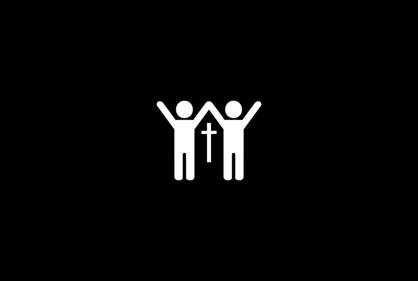 persone umane con gesù croce cristiana comunità chiesa logo design vector