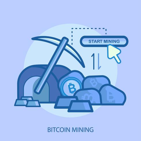 Progettazione concettuale dell&#39;illustrazione di estrazione mineraria di Bitcoin vettore