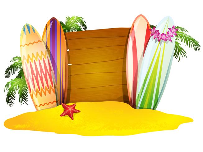 Summer Vacation Poster Surfboards Stella marina vettore
