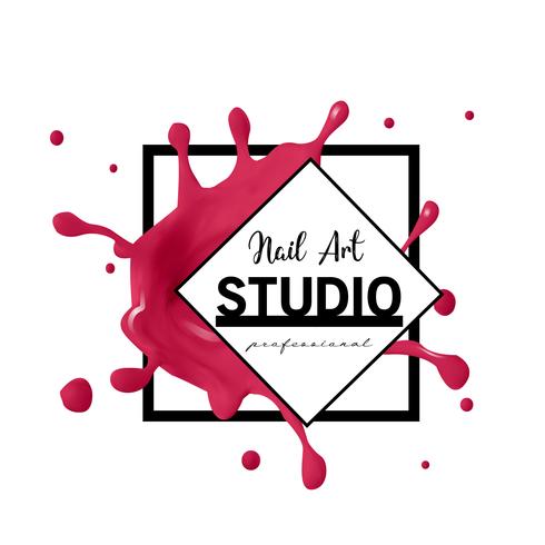 Modello di progettazione di logo di studio di arte del chiodo. vettore