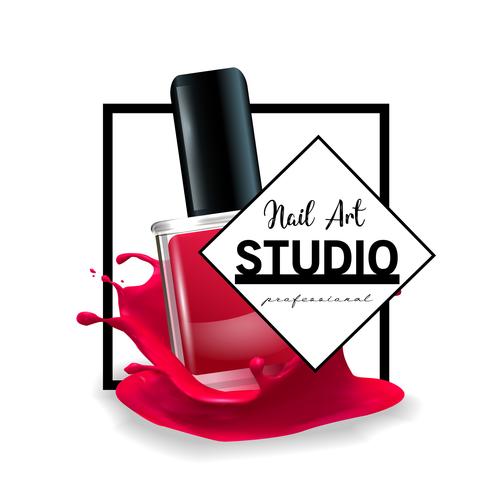 Modello di progettazione di logo di studio di arte del chiodo. vettore