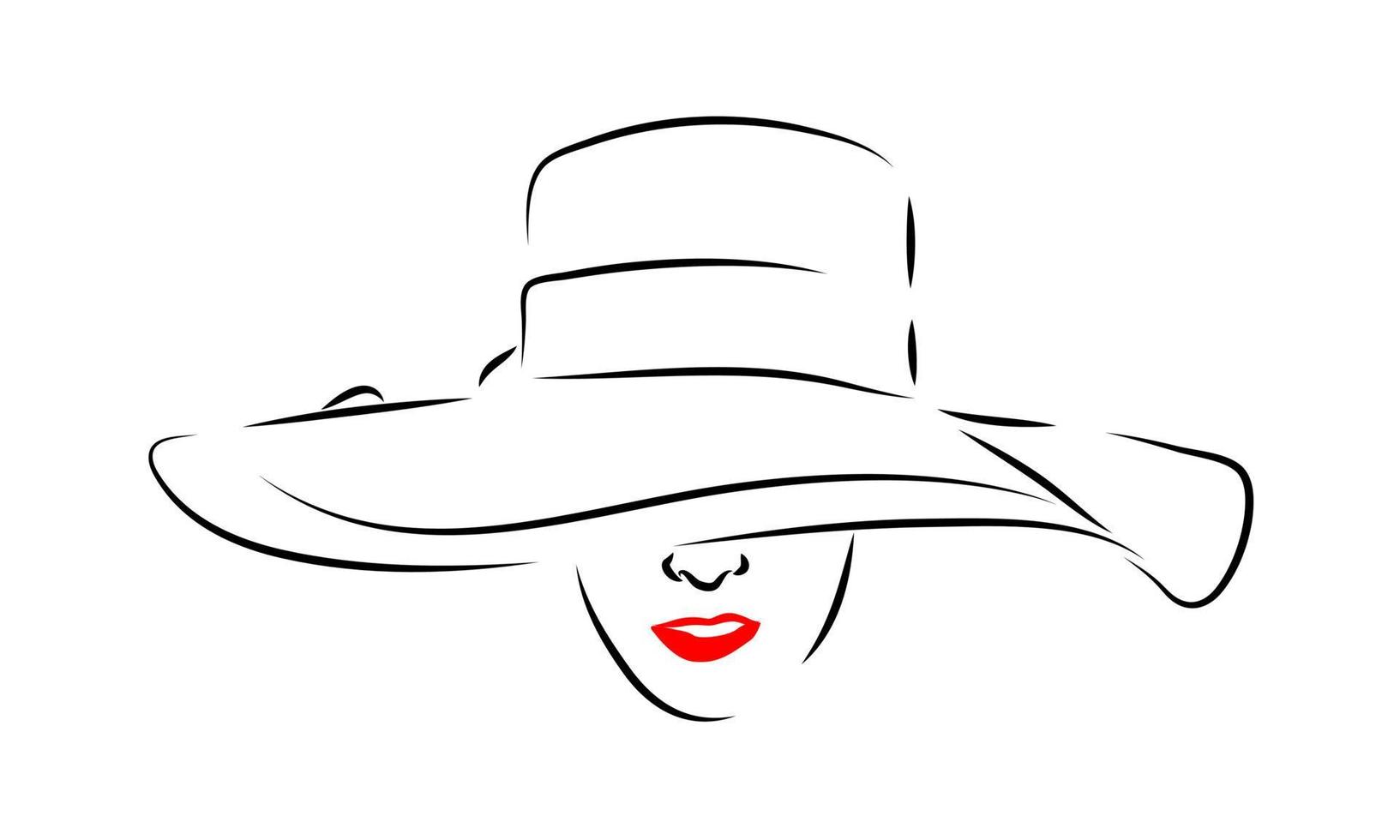 moderna bella donna che indossa un grande cappello silhouette vettore