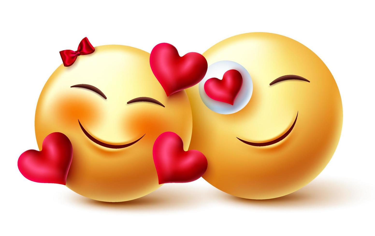 emoji san valentino coppia vettore concept design. emoji 3d innamorati amante di emoji in sentimenti romantici ed espressioni con elementi di cuori per emoticon di personaggi d'amore di San Valentino. illustrazione vettoriale.