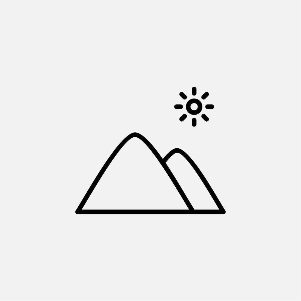 montagna, collina, monte, icona della linea di picco, vettore, illustrazione, modello di logo. adatto a molti scopi. vettore