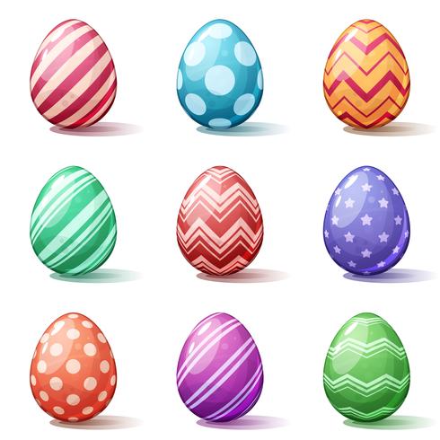 Felice fumetto di Pasqua. Imposta l&#39;icona dell&#39;uovo. vettore