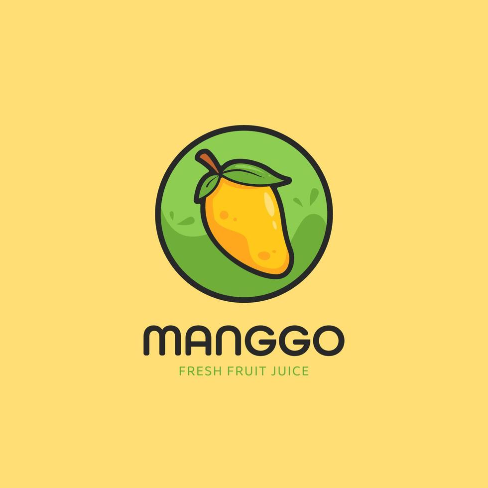 modello icona emblema logo frullato succo di mango fresco vettore