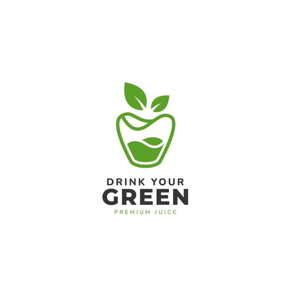 bere logo verde, mela verde frutta e verdura icona logo succo sano vettore