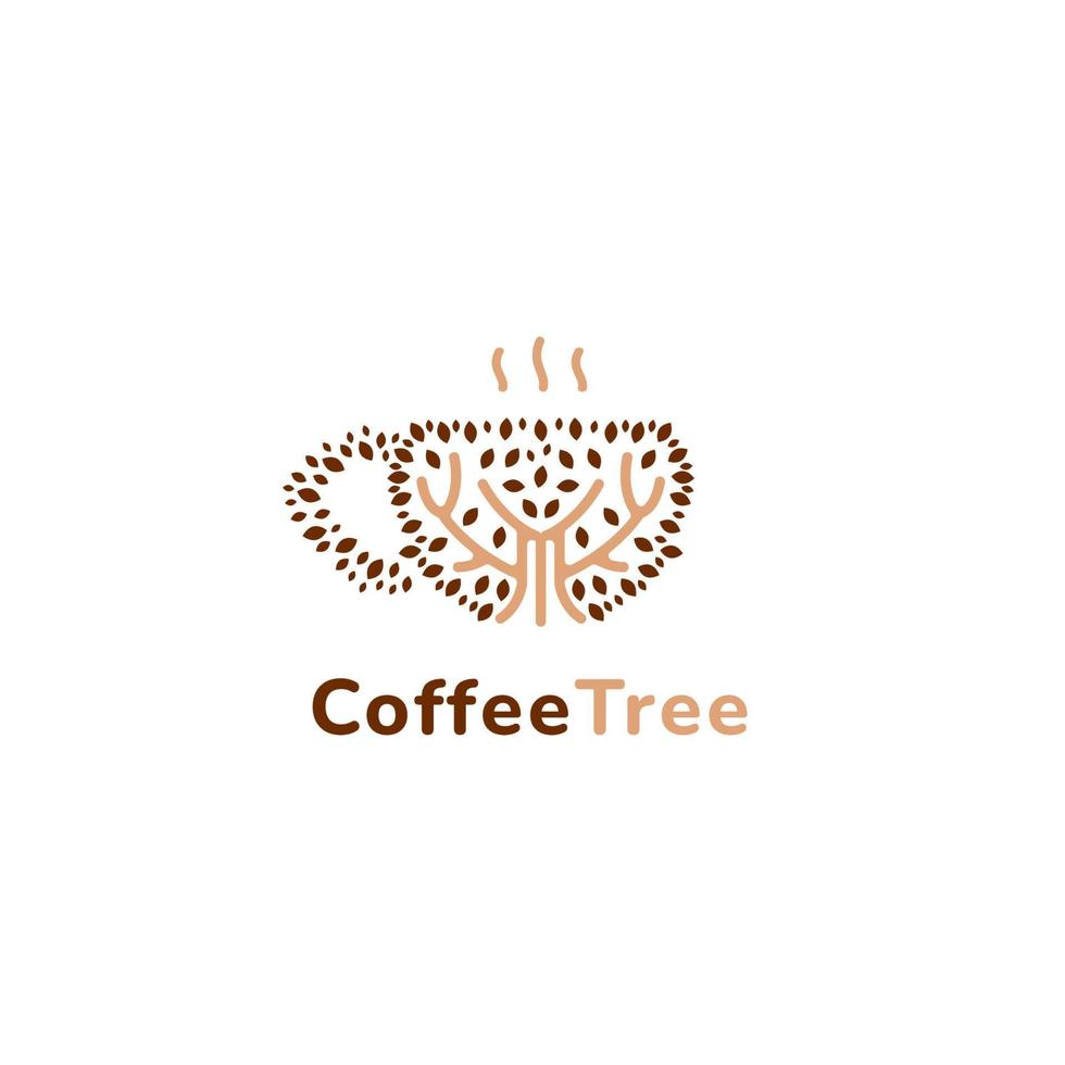 icona del logo della tazza di caffè della natura della pianta del caffè vettore