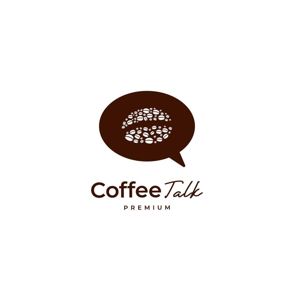 logo del discorso del chicco di caffè con il modello del logo dell'icona del discorso della bolla vettore