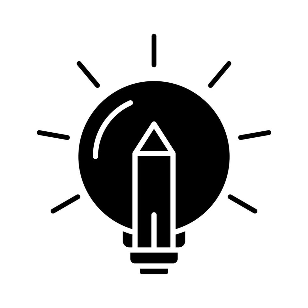 icona di idea di educazione. lampadina e matita. icona del logo in stile glifo. adatto per l'istruzione. modello di disegno vettoriale