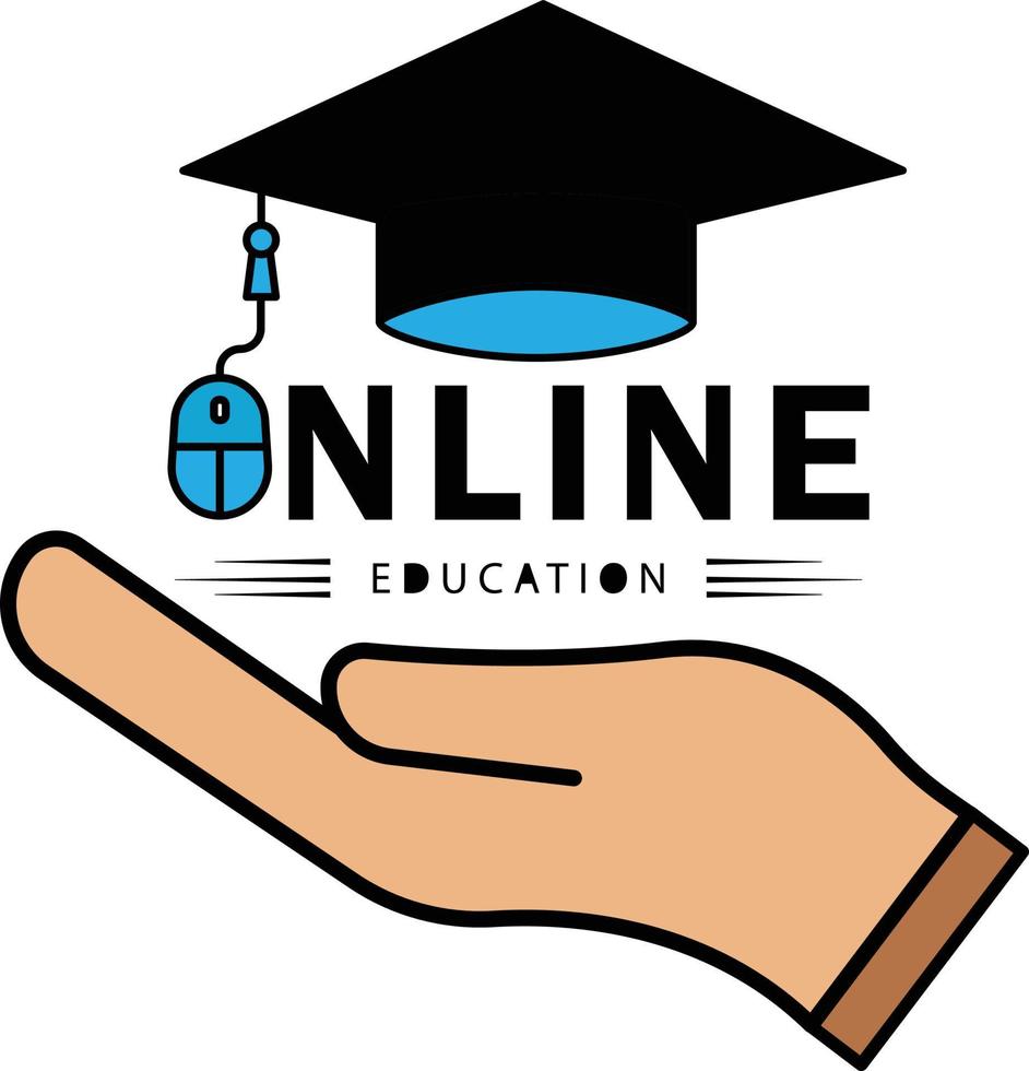 simbolo piatto di istruzione online, grafica dell'icona del logo di istruzione. modello di disegno vettoriale