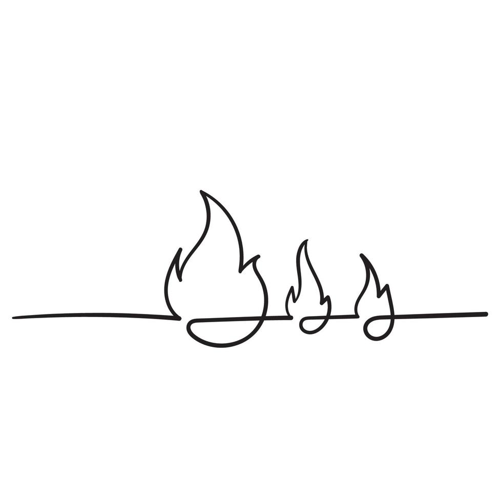 illustrazione disegnata a mano dell'icona del fuoco con stile a linea singola vettore