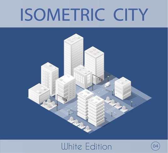 La città isometrica con grattacielo vettore