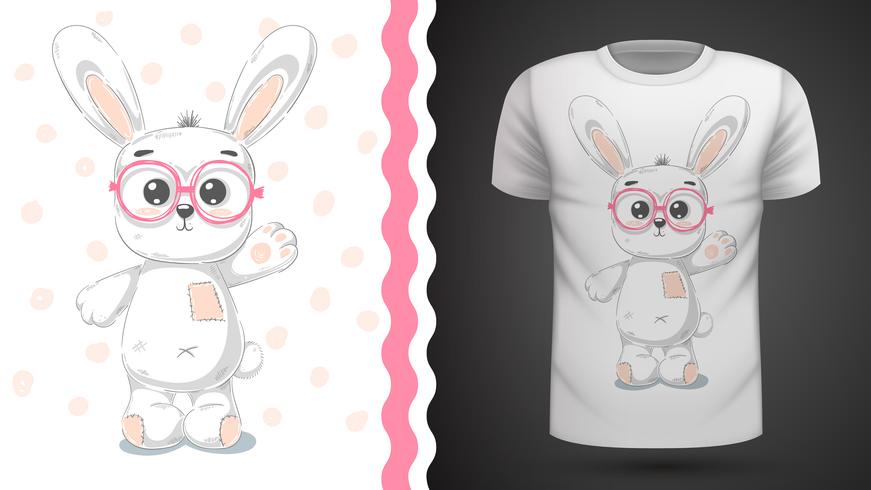 Simpatico coniglio - idea per t-shirt stampata. vettore