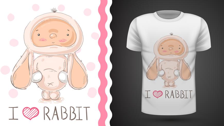 Cute baby rabbit - idea per t-shirt stampata vettore