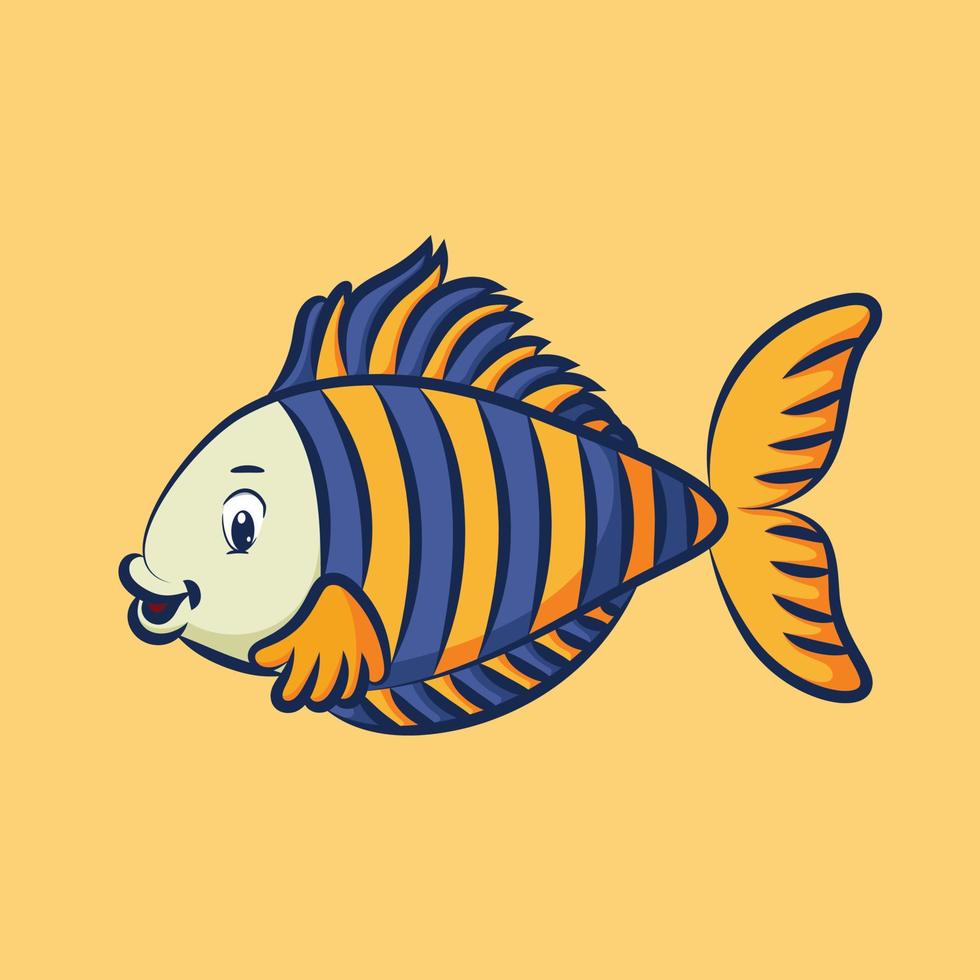 il bellissimo pesce con il motivo a squame blu e giallo vettore