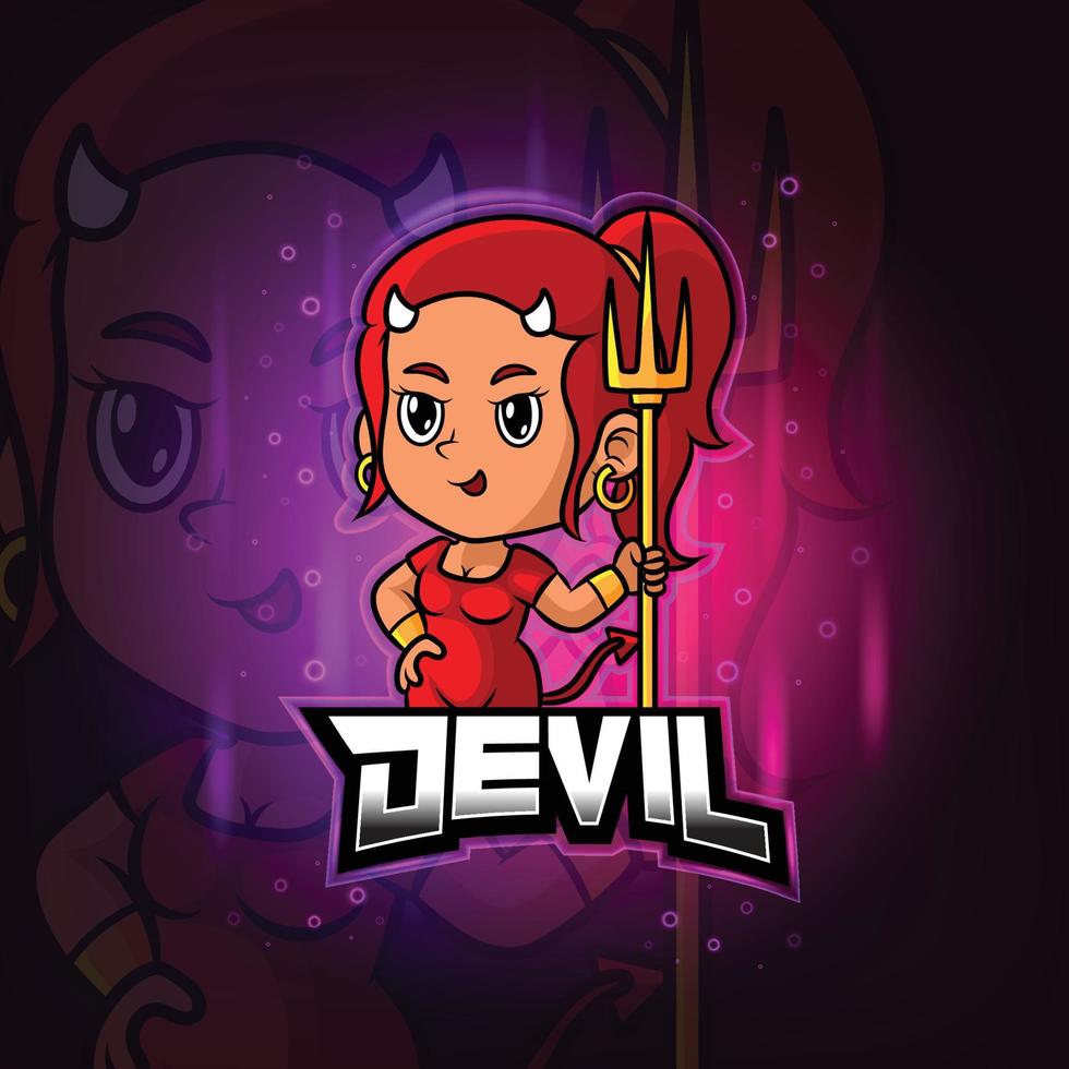 la mascotte del diavolo esport logo design vettore