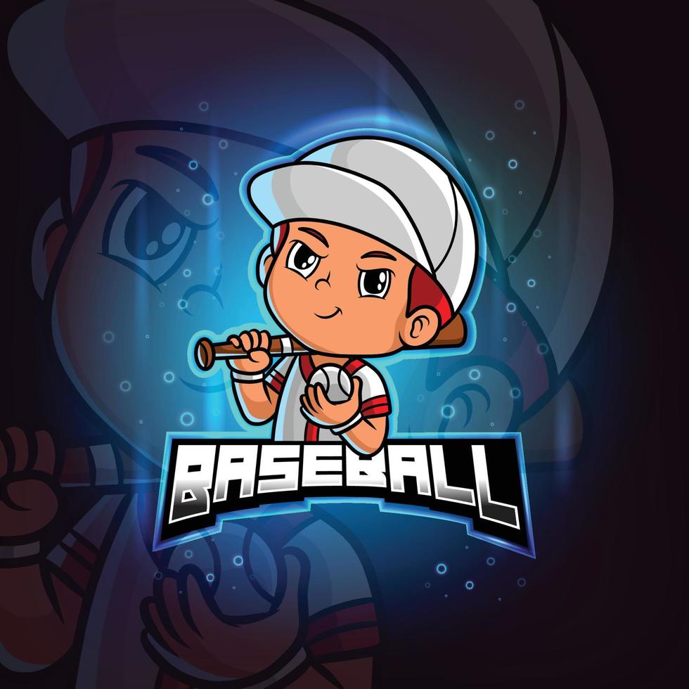 la mascotte del baseball esport logo design vettore