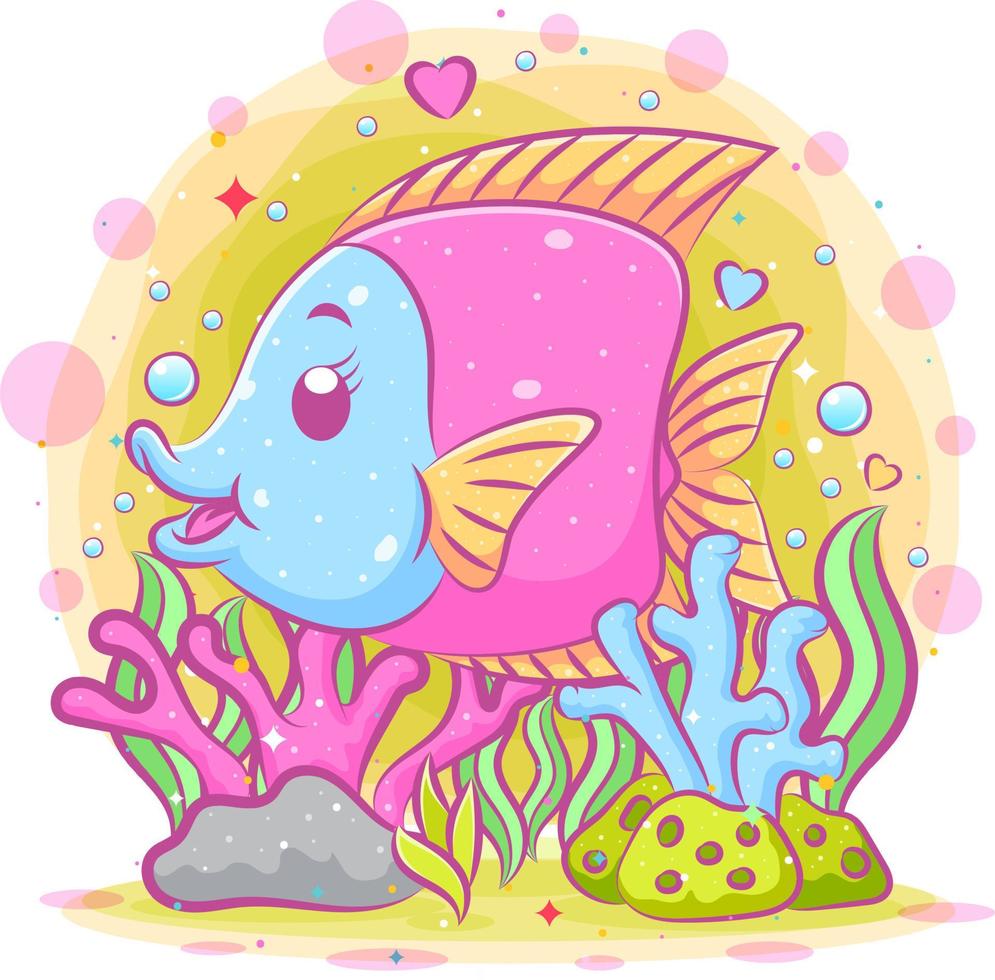 illustrazione del colorato samario sotto il mare vettore