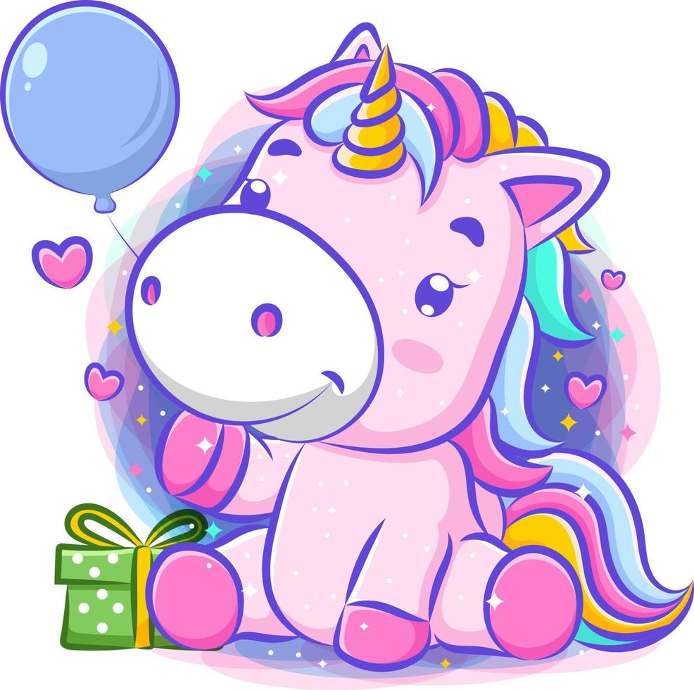 carino unicorno celebrazione buon compleanno vettore