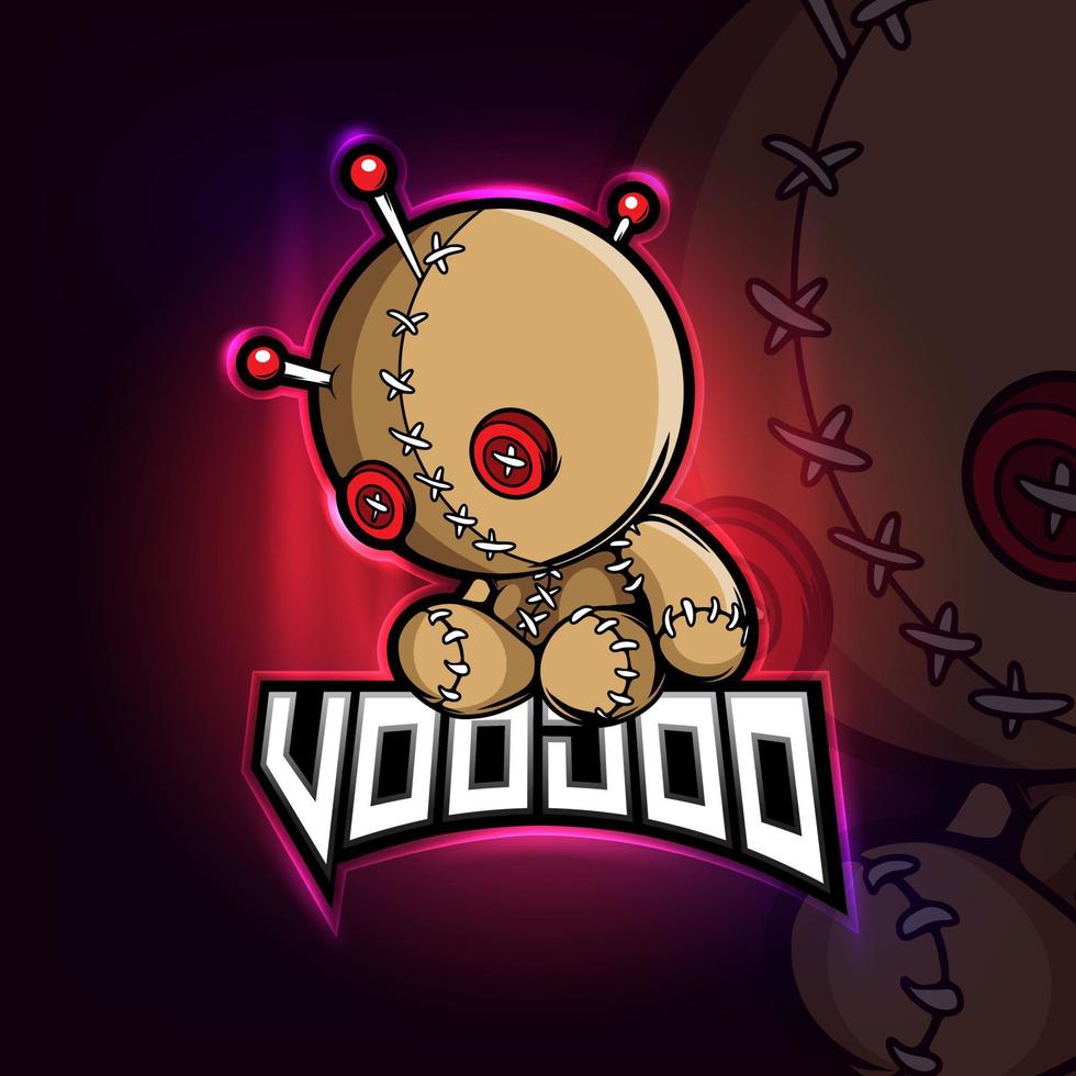 mascotte voodoo esport logo design vettore