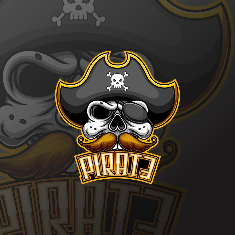 disegno del logo del gioco della mascotte dei pirati vettore