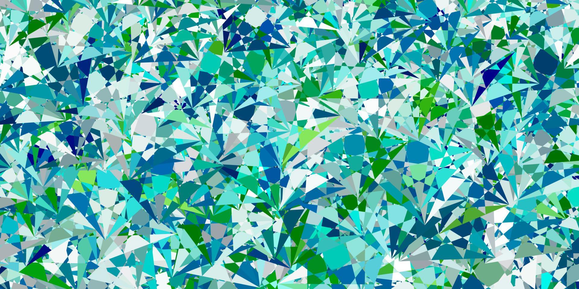 layout vettoriale azzurro, verde con forme triangolari.