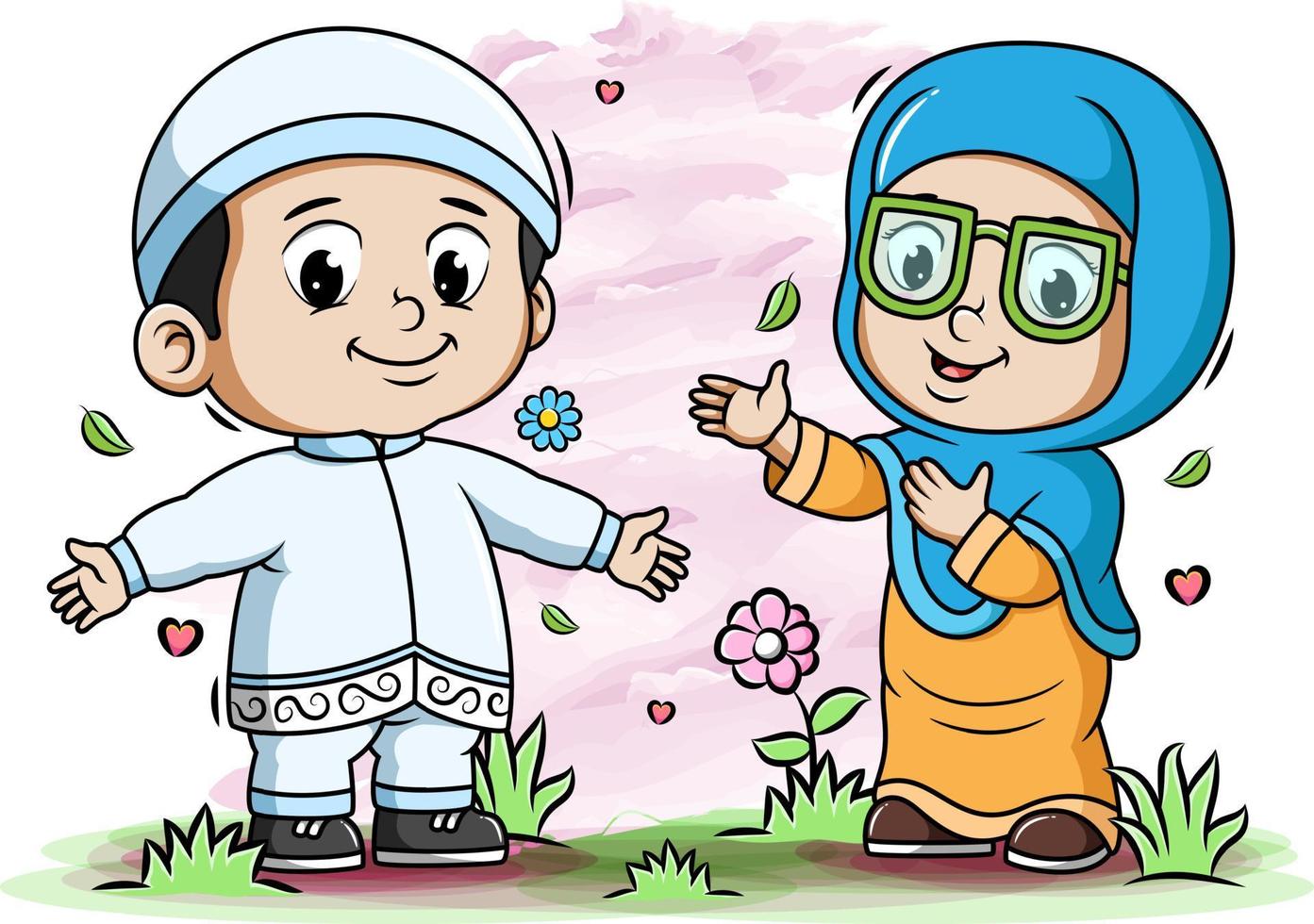 coppia musulmana che gioca nel parco vettore