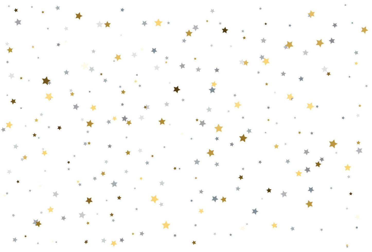 carta digitale di natale con stelle d'oro e d'argento. coriandoli celebrazione stella d'argento e d'oro. vettore