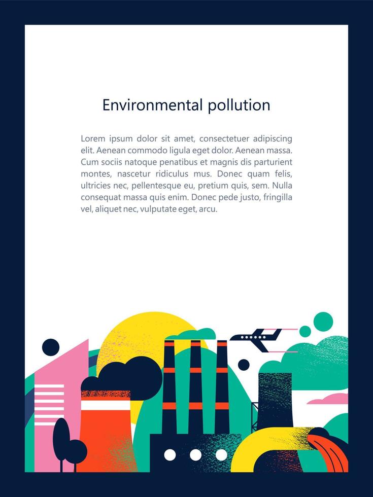 inquinamento dell'ambiente da emissioni nocive nell'atmosfera e nell'acqua. illustrazione vettoriale 03.jpg