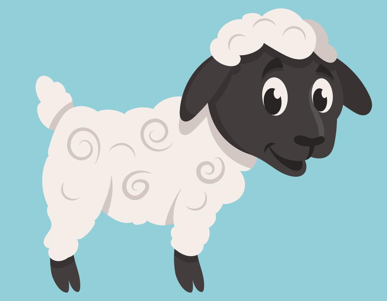 vista laterale dell'agnello. animale da fattoria in stile cartone animato. vettore