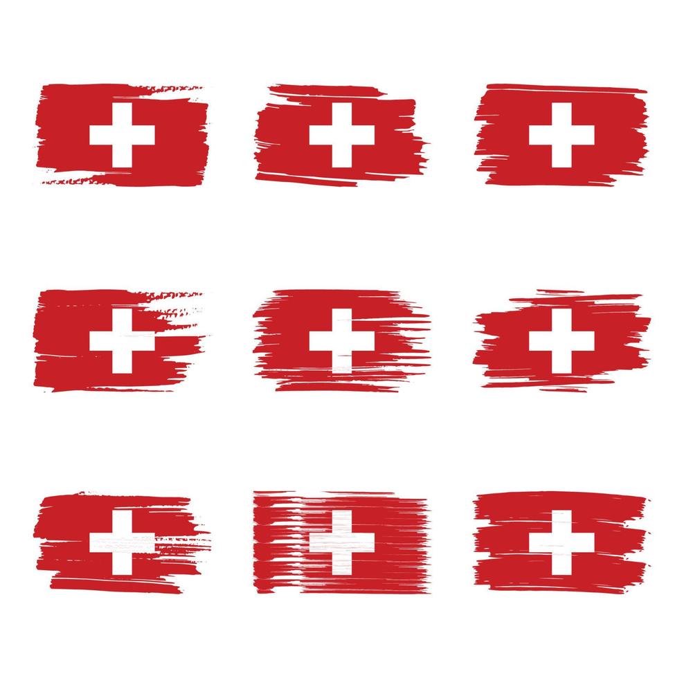 pennellate di bandiera svizzera dipinte vettore