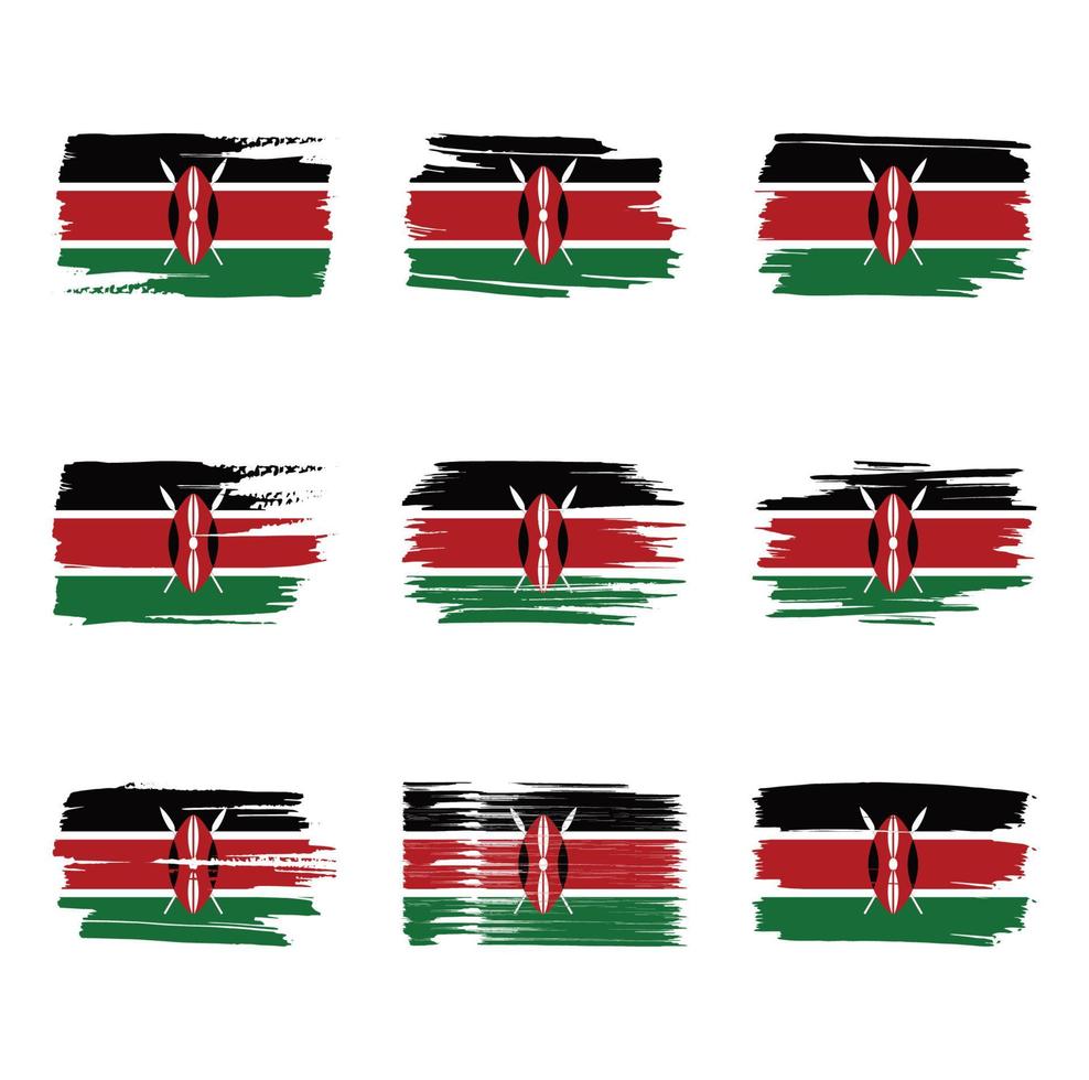 pennellate di bandiera del kenya dipinte vettore