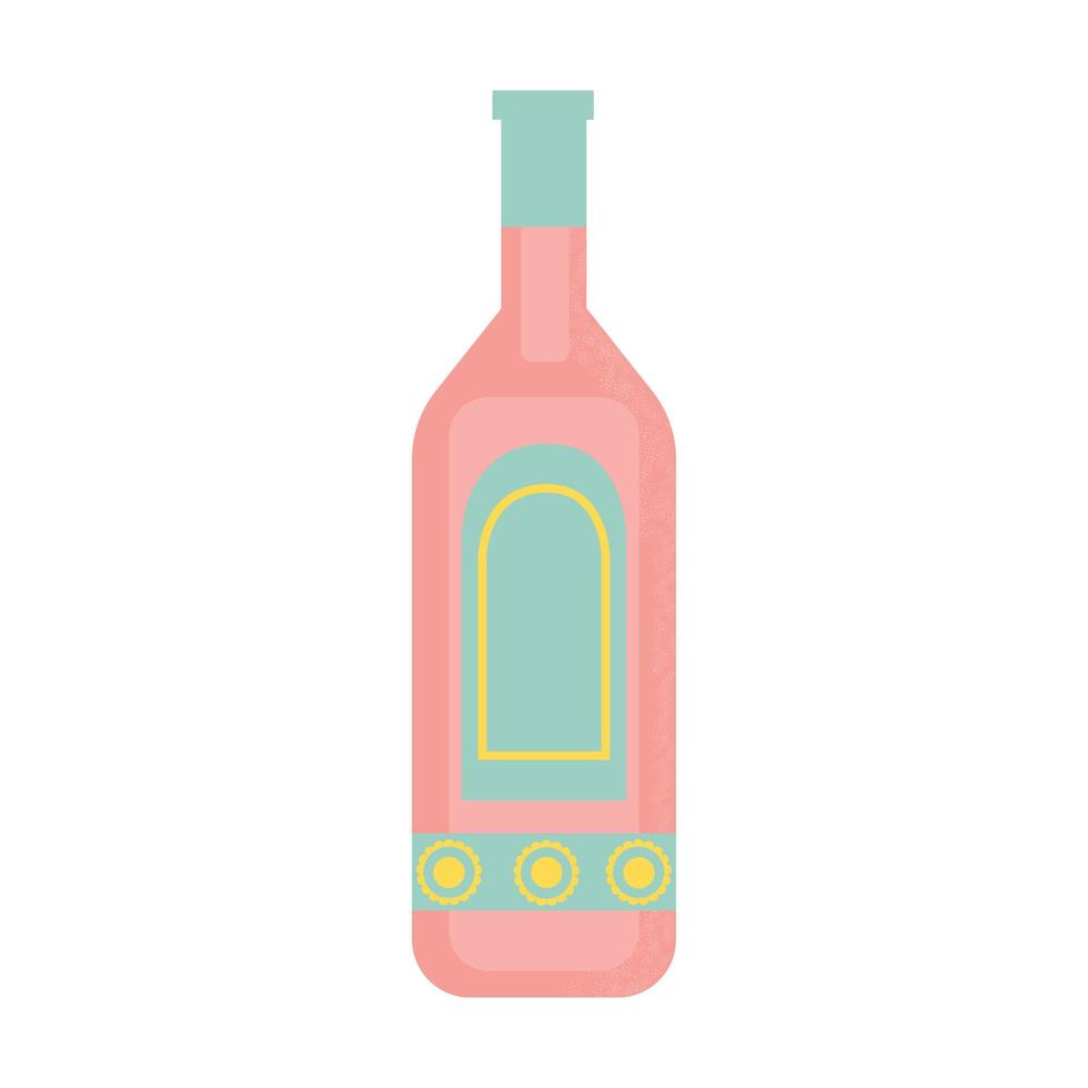 bottiglia di vino, un'altra bevanda alcolica o acqua. elemento di festa, pub, ristorante o club. cocktail alcolico con vermouth. illustrazione vettoriale, isolato su uno sfondo bianco. vettore