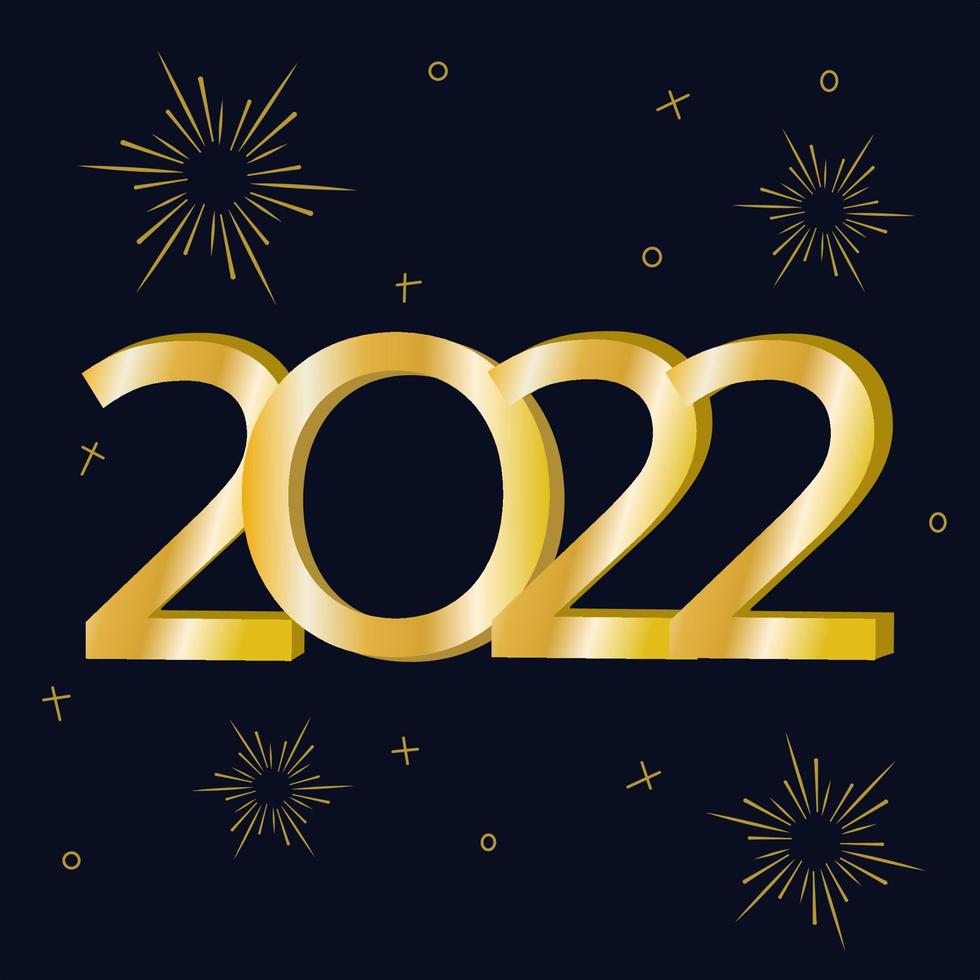 Elemento d'oro 2022 per celebrare l'evento del felice anno nuovo. vettore