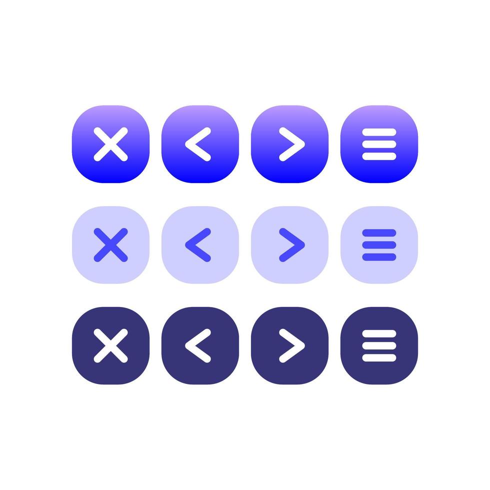 kit di icone del pulsante gradiente dell'interfaccia utente vettore
