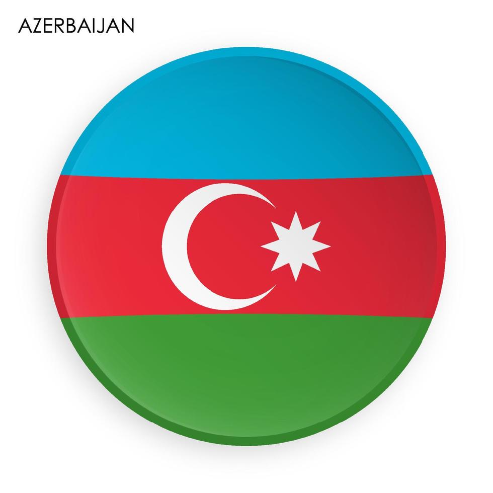 icona della bandiera dell'Azerbaigian in stile moderno neomorfismo. pulsante per applicazione mobile o web. vettore su sfondo bianco