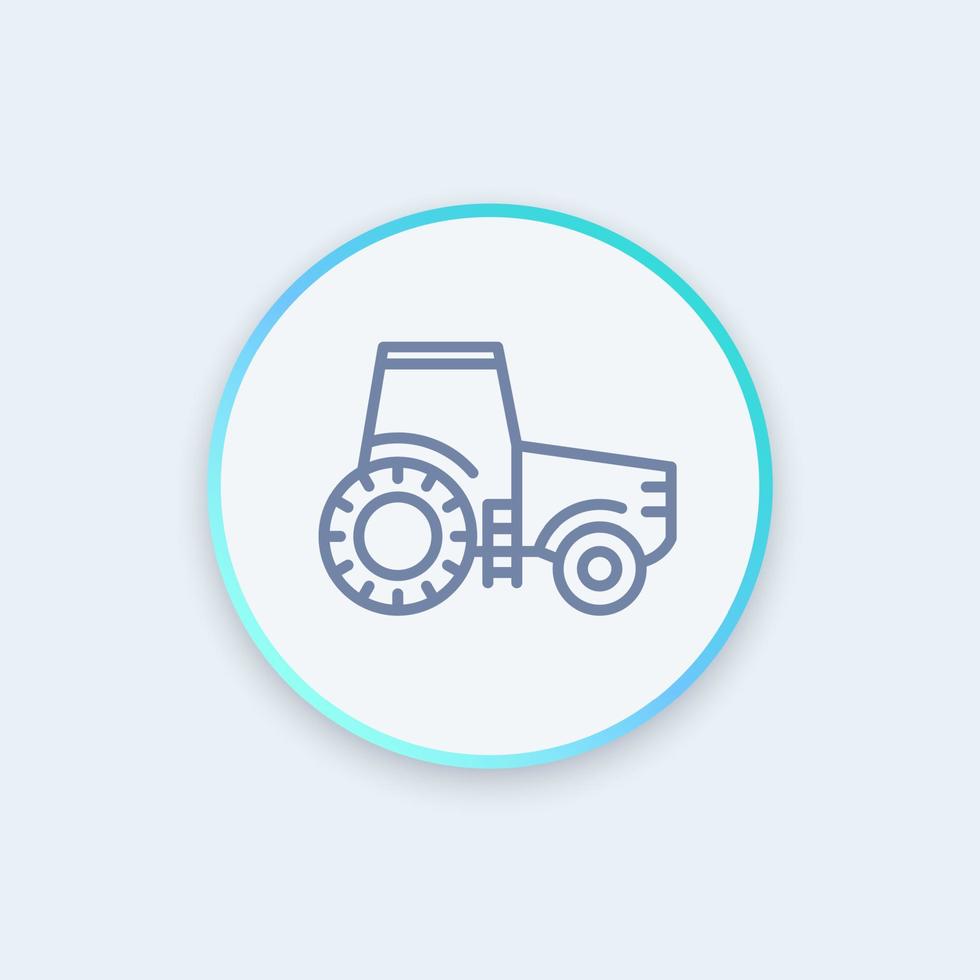 icona linea trattore, agrimotor, macchine agricole icona rotonda elegante, illustrazione vettoriale