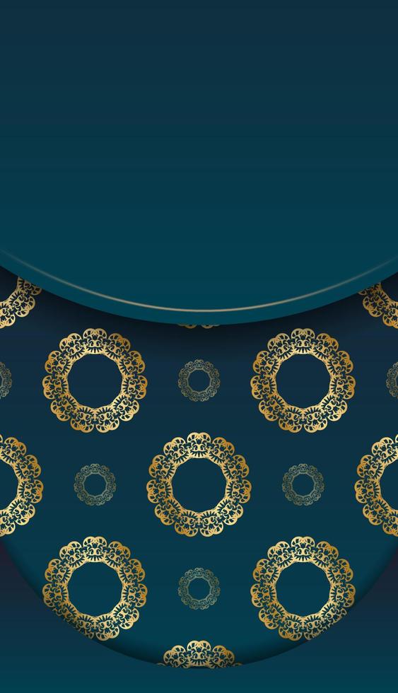 banner sfumato blu con motivo oro vintage per il design sotto il tuo logo vettore
