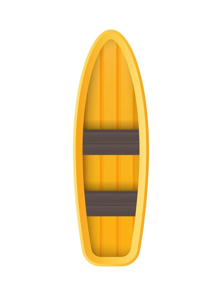 vista dall'alto della barca gialla. per la progettazione di kayak e canottaggio. nello stile del fumetto isolato. vettore. vettore