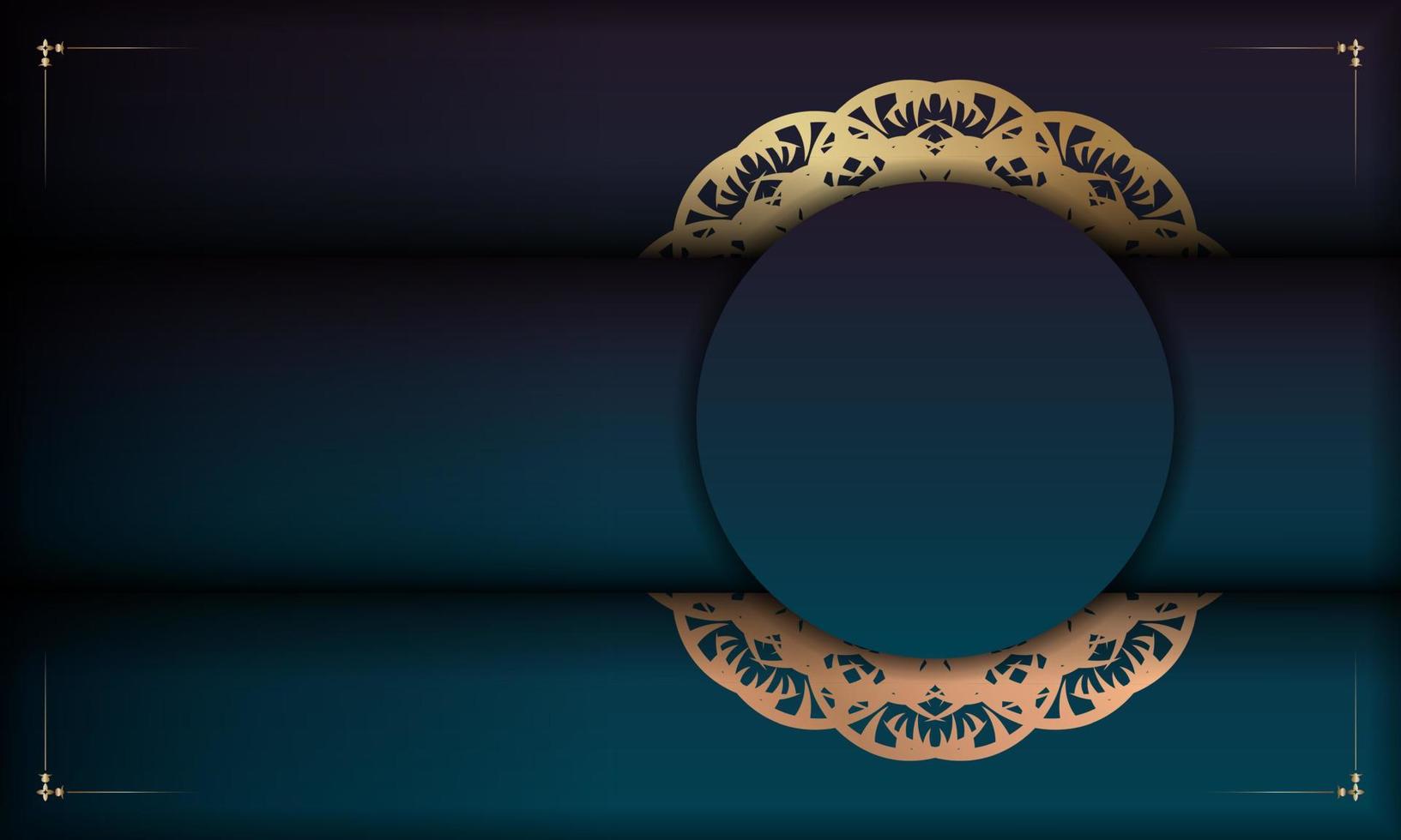 banner sfumato blu con ornamento d'oro di lusso per il design del logo vettore