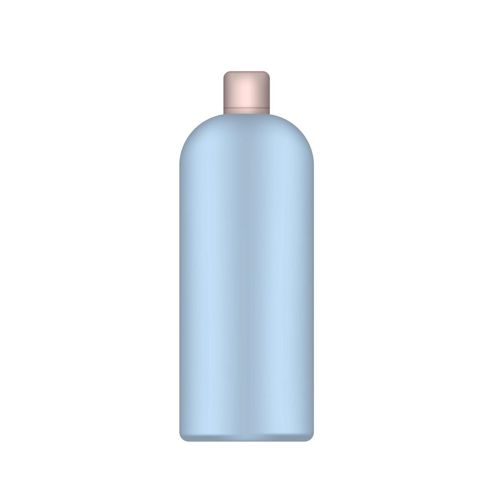 bottiglia di plastica blu con tappo rosa. bottiglia realistica. buono per shampoo o gel doccia. isolato. vettore. vettore